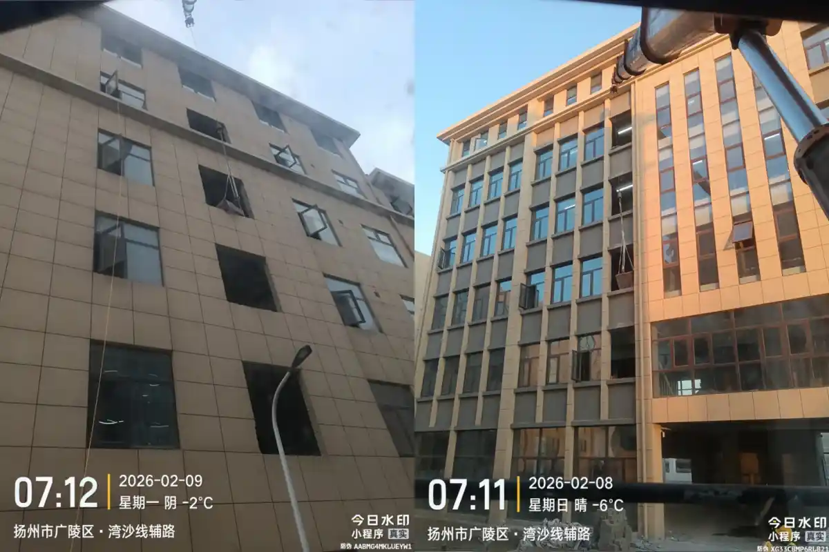 广陵沙头镇土建吊材料实拍 吊车尹