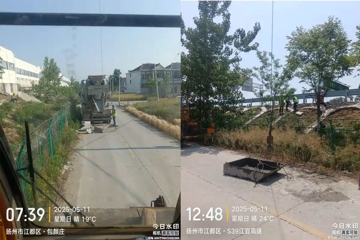 扬州江都S39江宜高速辅路砂浆吊运实拍 吊车尹