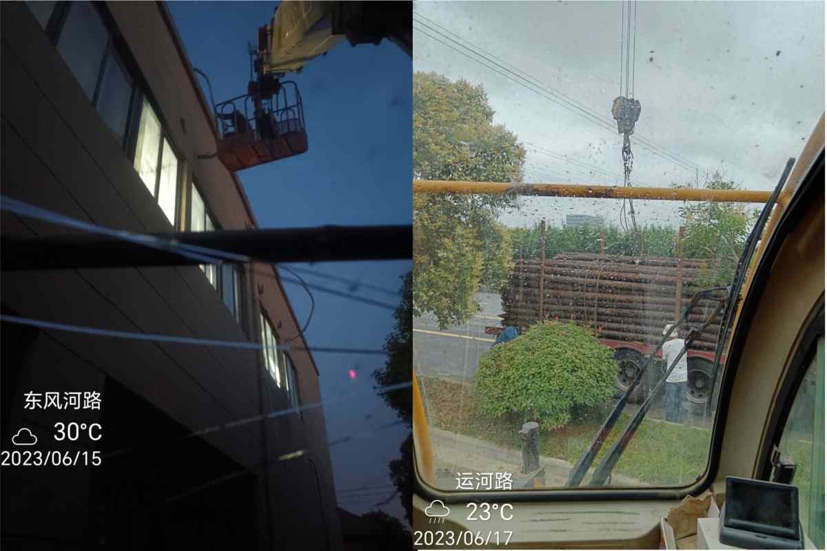广陵区运河路高空作业实拍 吊车尹