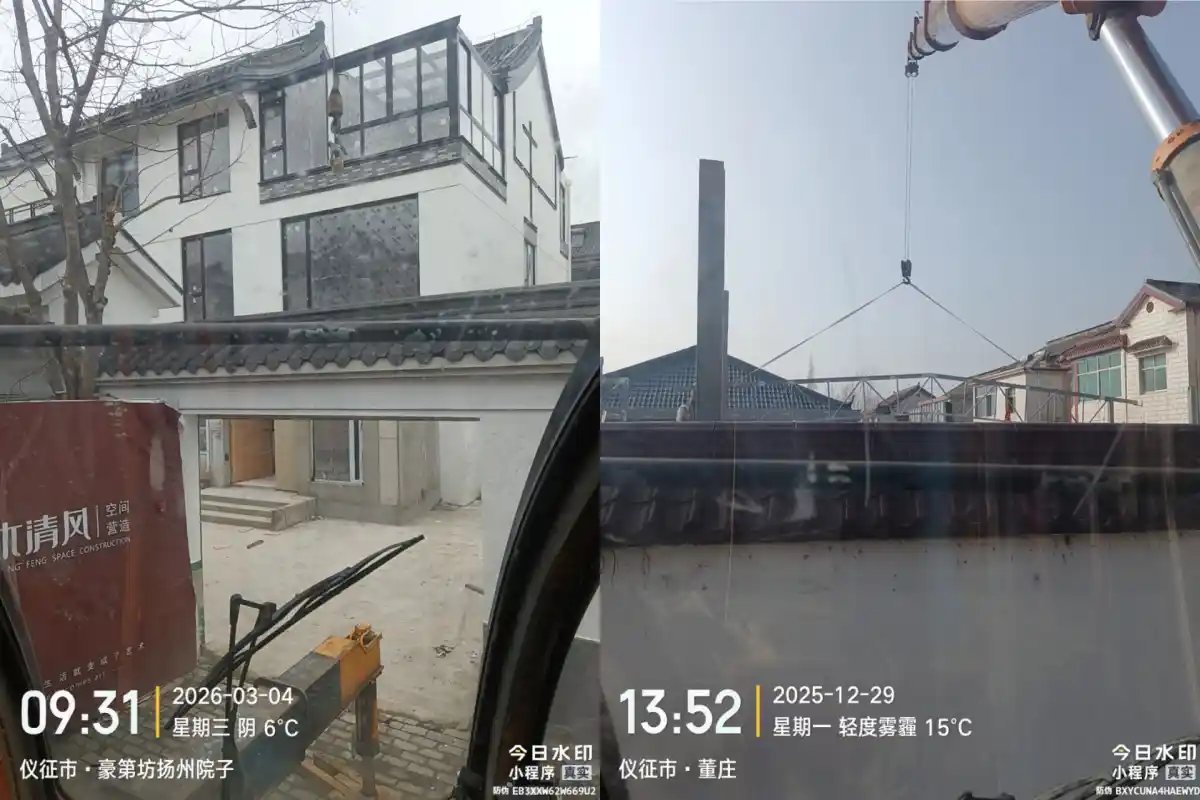 仪征新集钢构厂房吊装实拍 吊车尹